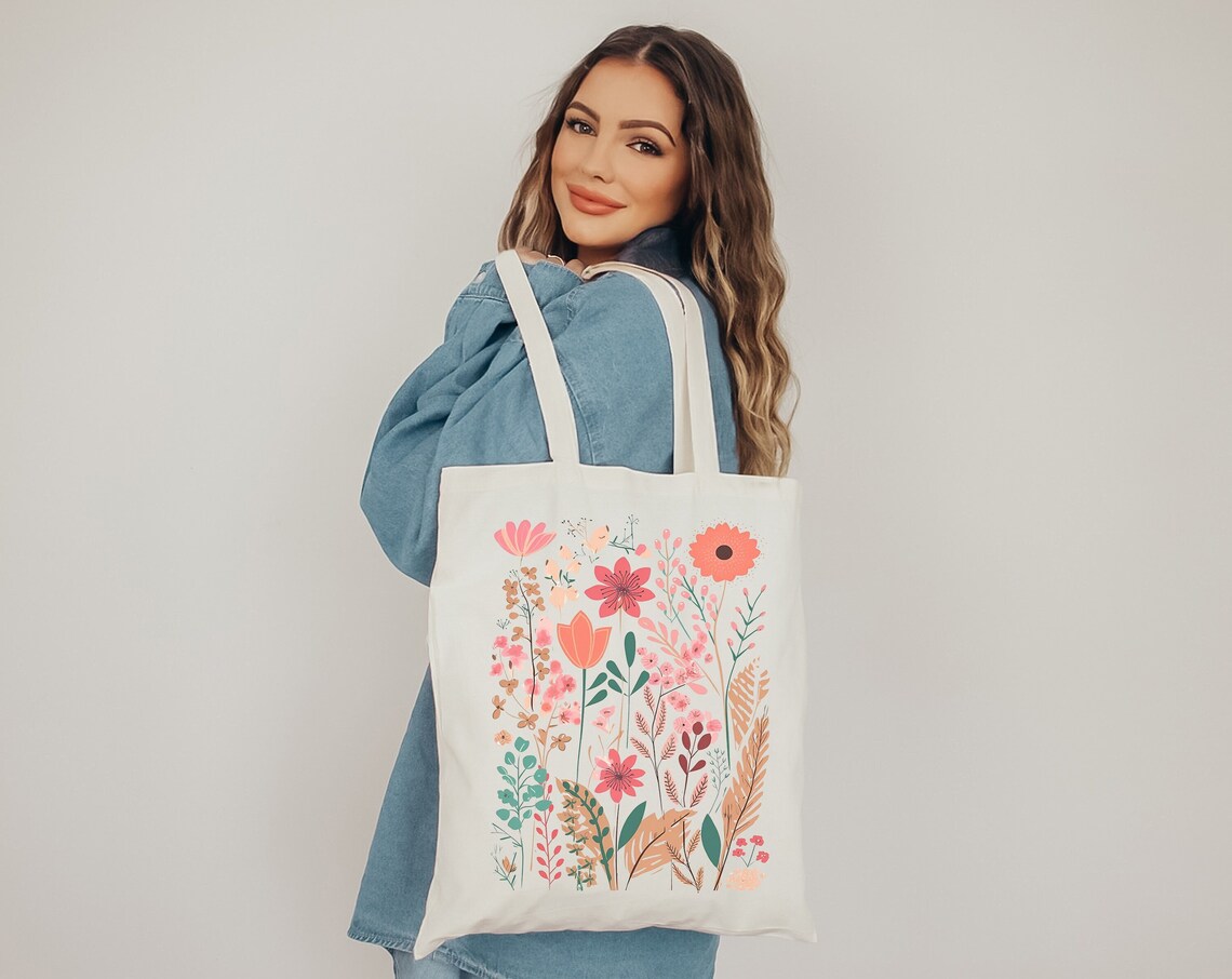 Pastel Flower Canvas Tote