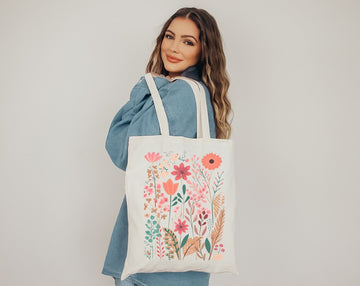 Pastel Flower Canvas Tote